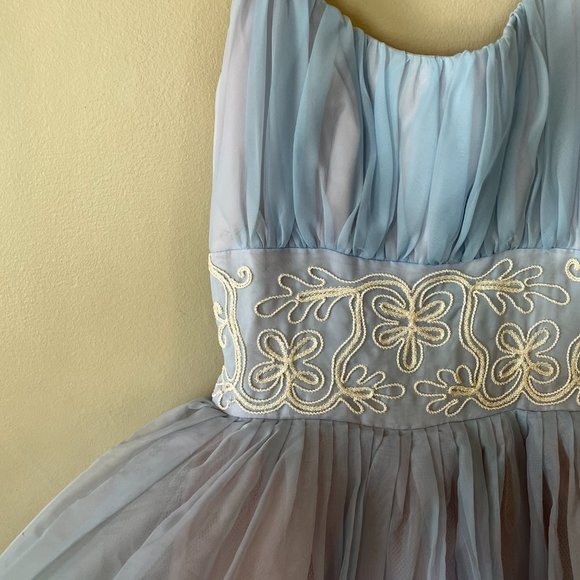 1960s Chiffon and Tulle Handmade Party Dress - Picture 3 of 6